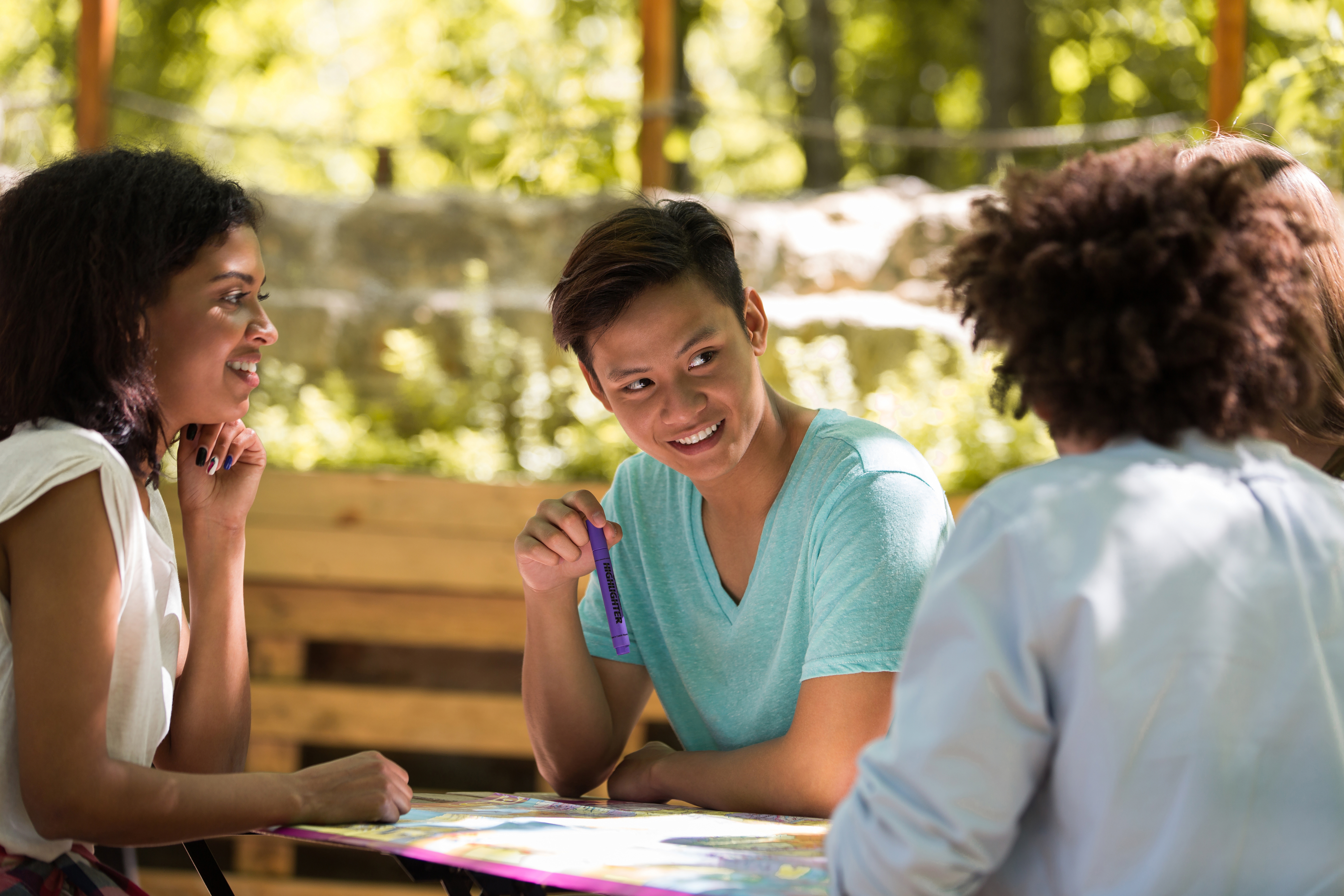 Diverse group of social work students studying together in a CSWE-accredited BSW program