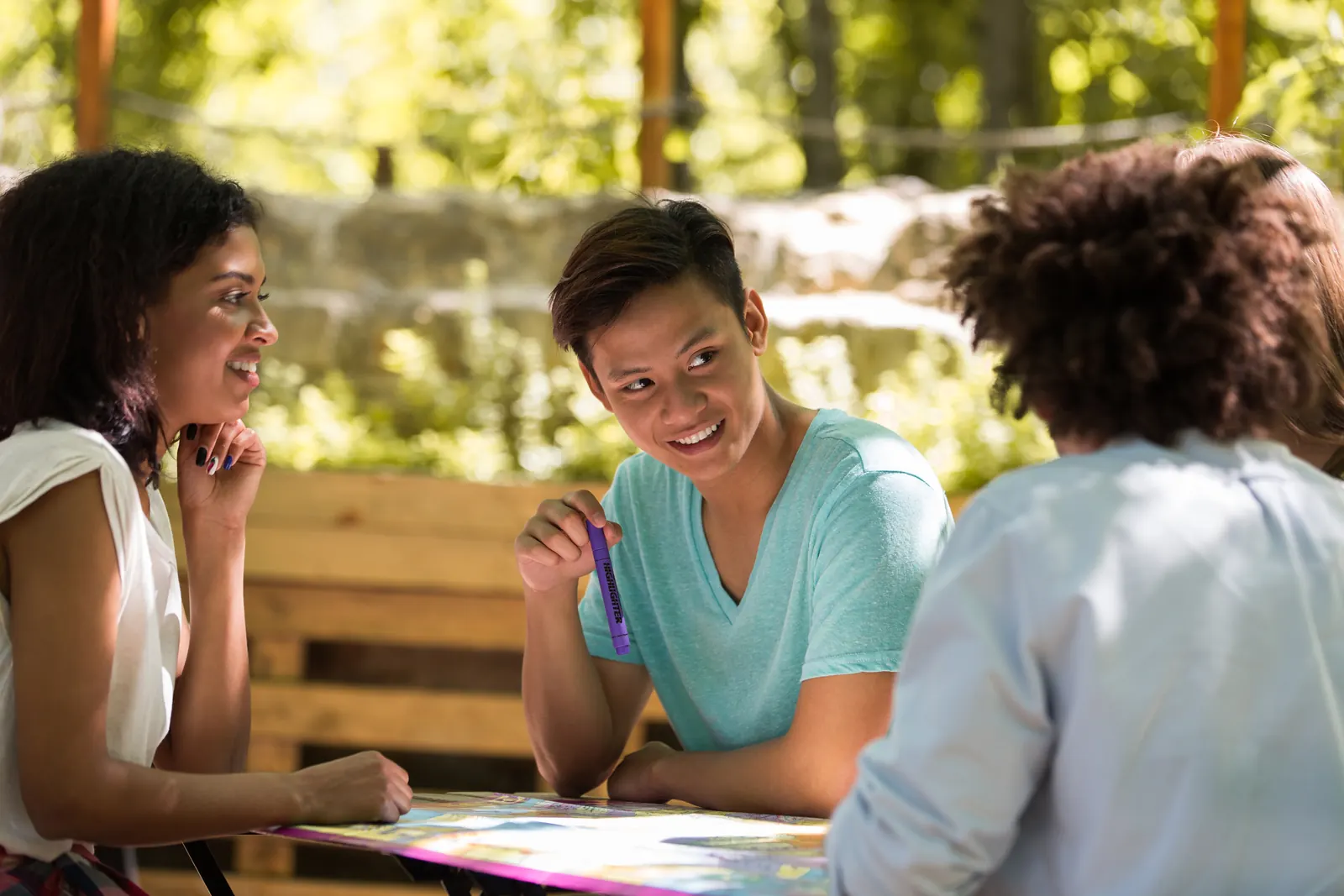Diverse group of social work students studying together in a CSWE-accredited BSW program
