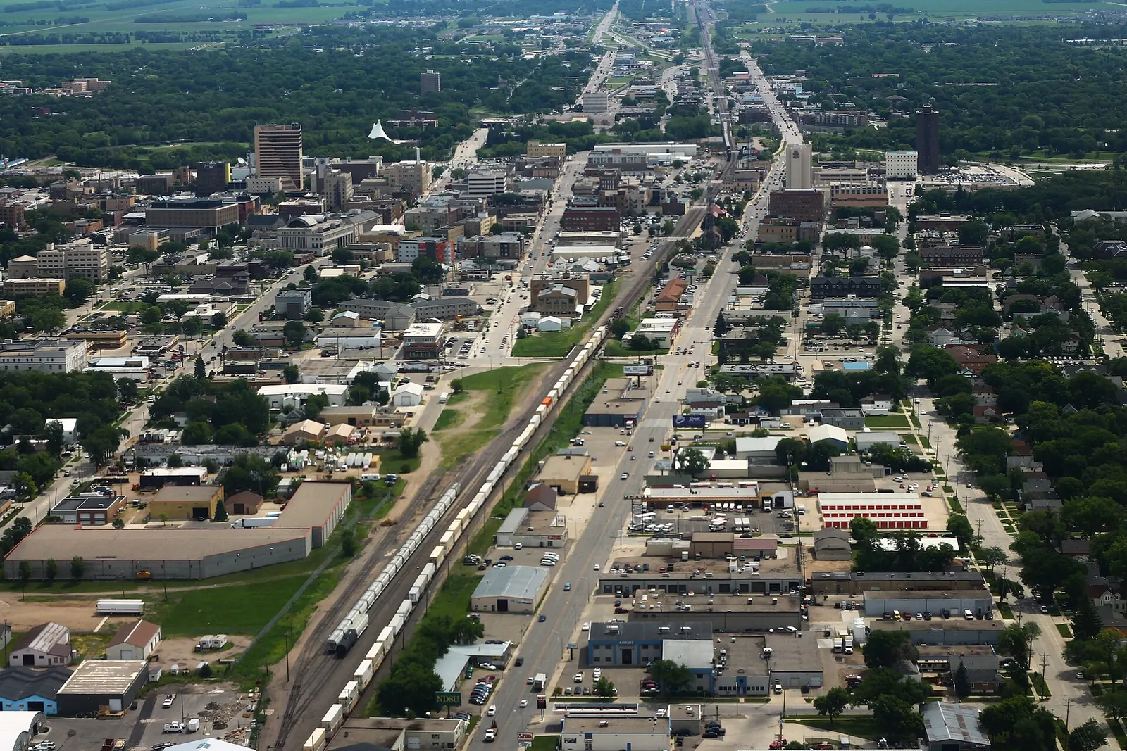 Aerial view of Fargo, representing CSWE-accredited BSW programs in North Dakota